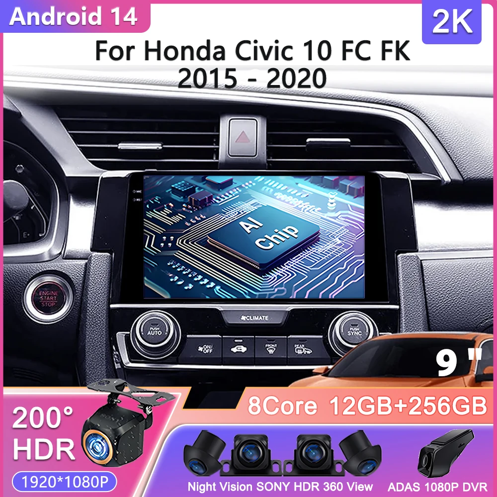 Android 14 For Honda Civic 10 FC FK 2015 - 2020 Car Radio Multimedia Video Player Navigation stereo GPS No 2din DVD Head Unit
Android 14 For Honda Civic 10 FC FK 2015 - 2020 Car Radio Multimedia Video Player Navigation stereo GPS No 2din DVD Head Unit