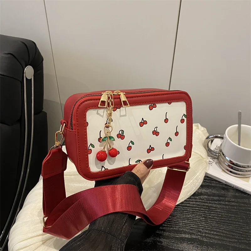 2025 New Cherry Color Block Bag - Women's Fresh Sweet Small Square, Wide Strap Shoulder Crossbody 
2025 New Cherry Color Block Bag - Women's Fresh Sweet Small Square, Wide Strap Shoulder Crossbody