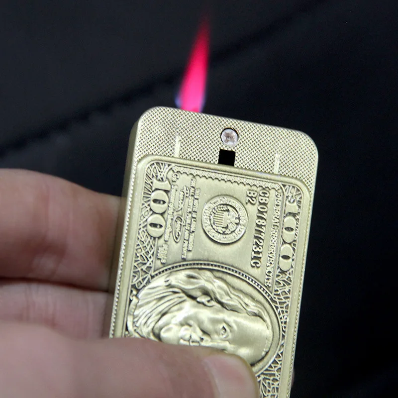 US Dollars Embossed Butane Lighter Refillable Gas Windproof Blue Flame Torch Lighter for Cigarette Cigars for Men Adults Teens
US Dollars Embossed Butane Lighter Refillable Gas Windproof Blue Flame Torch Lighter for Cigarette Cigars for Men Adults Teens