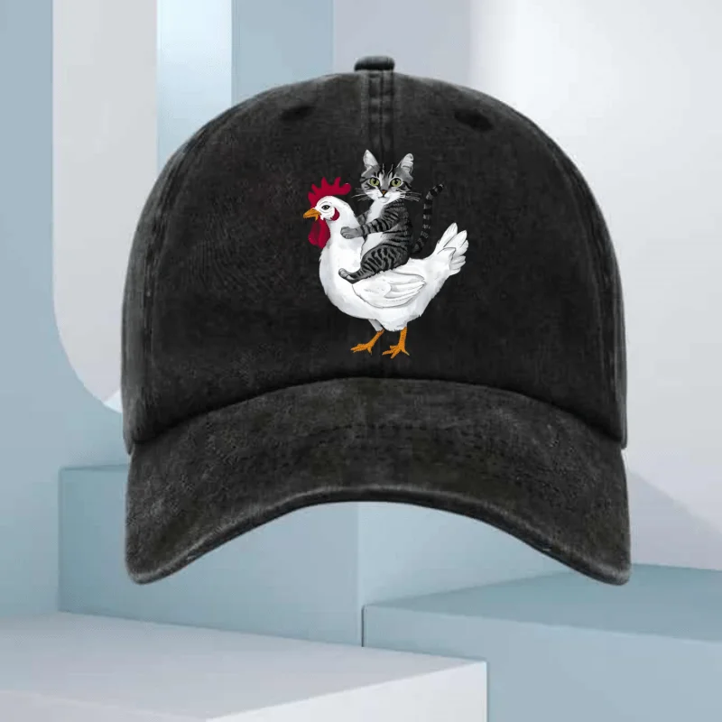 Cat Riding Chicken Graphic Washed Baseball Cap Unisex Adjustable Outdoor Sports Hat
Cat Riding Chicken Graphic Washed Baseball Cap Unisex Adjustable Outdoor Sports Hat