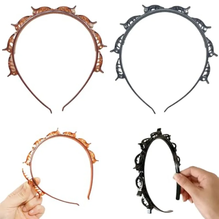 2 Pack Braided Hairstyle Headband with Clips Double Layer Hairband for Twisty Bangs Non-Slip Hair Styling Accessories for Women
2 Pack Braided Hairstyle Headband with Clips Double Layer Hairband for Twisty Bangs Non-Slip Hair Styling Accessories for Women