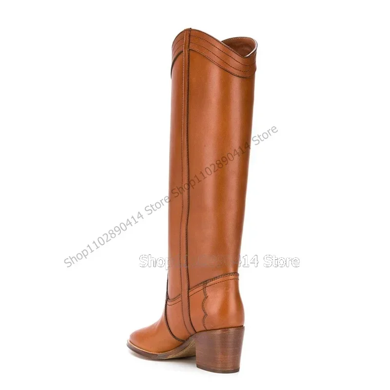 Brown Black Sewing Design Pointed Toe Boots Knee High Slip On Women Shoes Chunky High Heels New Fashion 2026 Zapatos Para Mujere
Brown Black Sewing Design Pointed Toe Boots Knee High Slip On Women Shoes Chunky High Heels New Fashion 2026 Zapatos Para Mujere