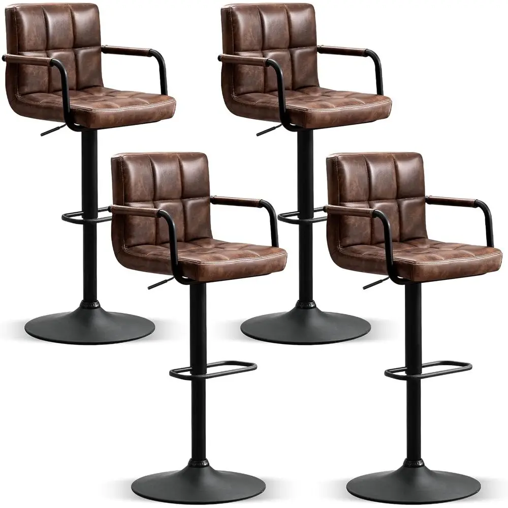Set of 4 Adjustable PU Leather Bar Stools with Arms, Backrest, and Footrest for Kitchen, Dining, and Pub Use
Set of 4 Adjustable PU Leather Bar Stools with Arms, Backrest, and Footrest for Kitchen, Dining, and Pub Use