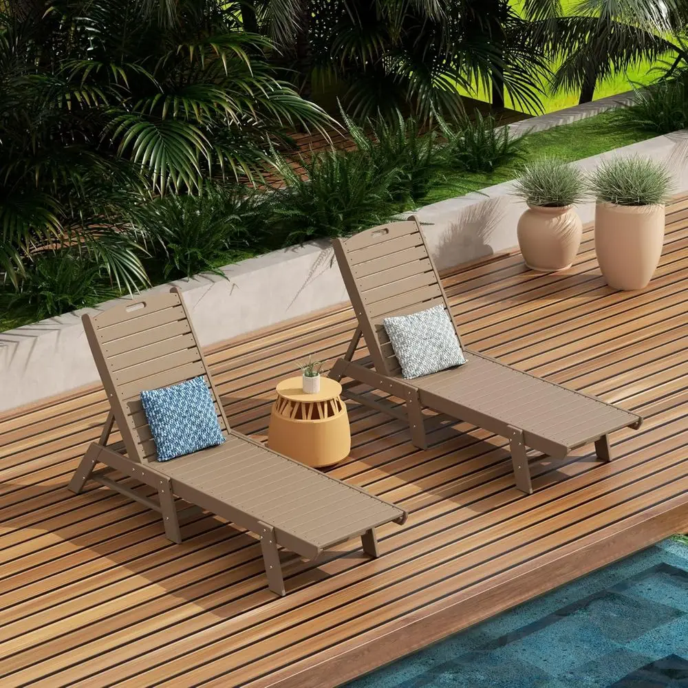 Adjustable Reclining Outdoor Patio Chaise Lounge Chairs Set of 2, Weathered Wood Finish
Adjustable Reclining Outdoor Patio Chaise Lounge Chairs Set of 2, Weathered Wood Finish