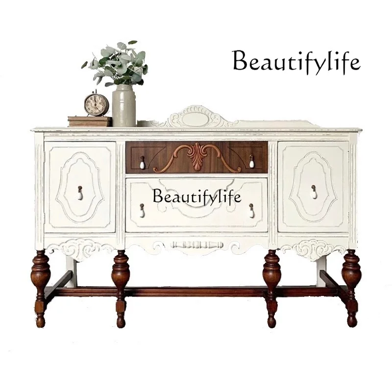 French retro old dining side cabinet solid wood carving flower foyer porch cabinet corridor wall locker
French retro old dining side cabinet solid wood carving flower foyer porch cabinet corridor wall locker