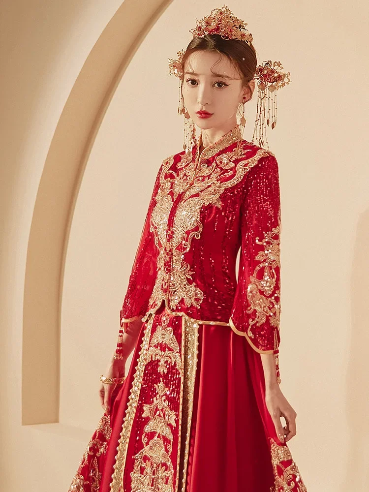 Summer XiuHe Dress Bride Chinese Traditional Wedding Dress Toast Dragon Phoenix Coat Women's Phoenix Crown Gown Tang Suit Set
Summer XiuHe Dress Bride Chinese Traditional Wedding Dress Toast Dragon Phoenix Coat Women's Phoenix Crown Gown Tang Suit Set