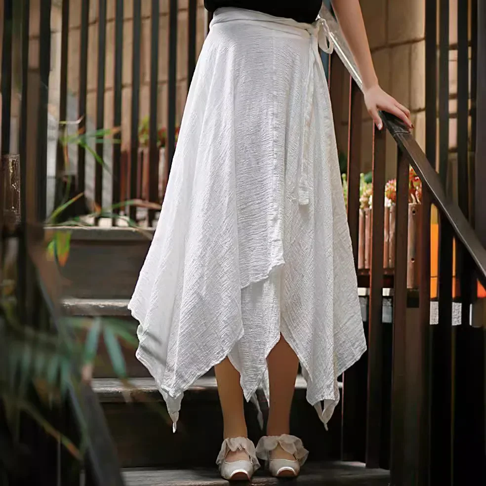 Spring Summer New Cotton Linen Women's Washed Bamboo Design Sash Midi Skirt Irregular Chinese Style Half-length Skirts
Spring Summer New Cotton Linen Women's Washed Bamboo Design Sash Midi Skirt Irregular Chinese Style Half-length Skirts