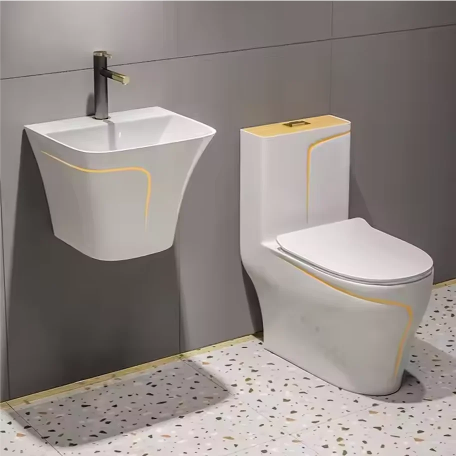 Modern Sanitary Ware Luxury Gold Rim One Piece Toilet Bowl Dual-Flush Siphonic Ceramic Commode Color Water Closet for Lavatory
Modern Sanitary Ware Luxury Gold Rim One Piece Toilet Bowl Dual-Flush Siphonic Ceramic Commode Color Water Closet for Lavatory