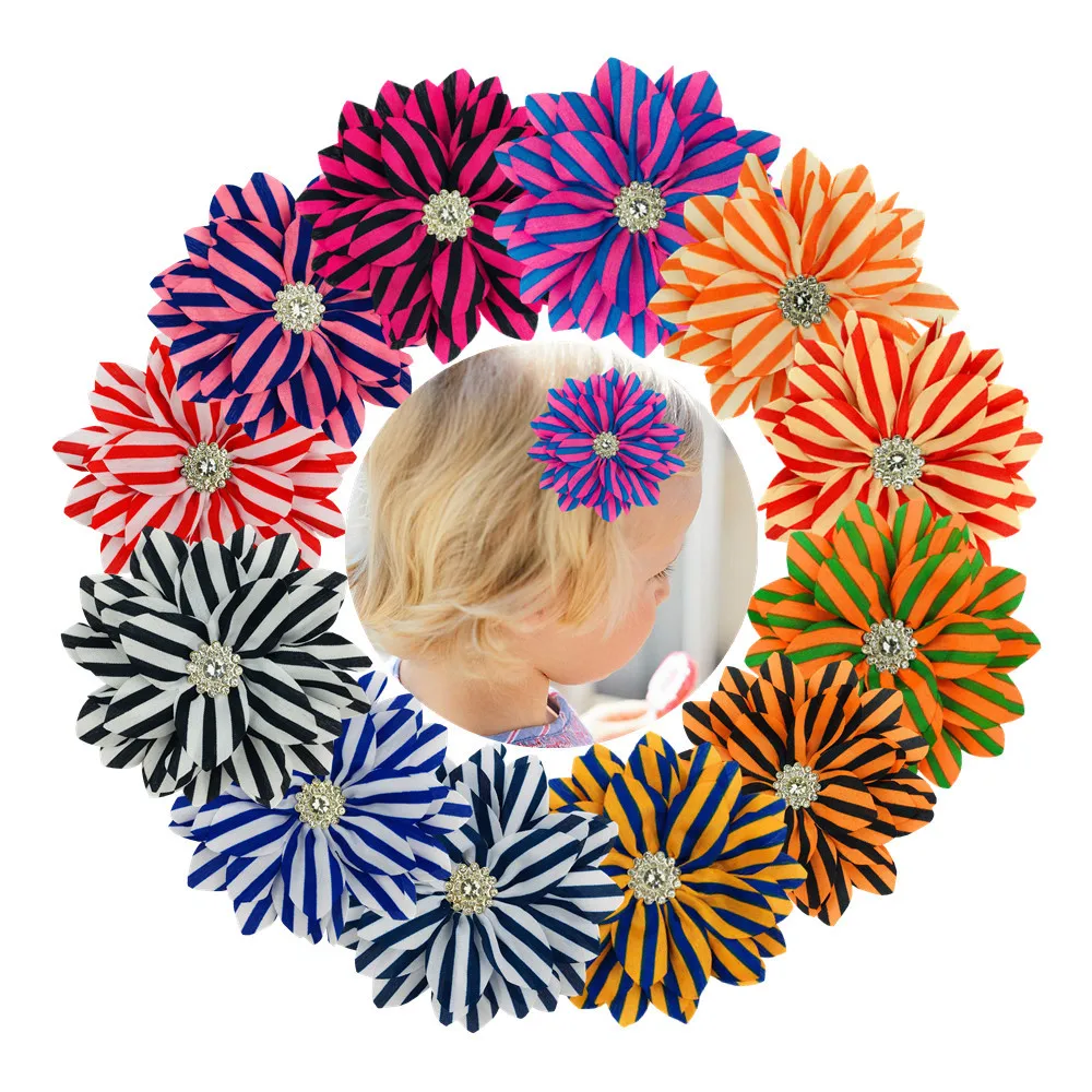 Новые полосатые тканевые заколки для волос с цветами для девочек, вьющиеся волосы со стразами, детские праздничные аксессуары для волос, головные уборы, оптовая продажа, 200 шт. 
Новые полосатые тканевые заколки для волос с цветами для девочек, вьющиеся волосы со стразами, детские праздничные аксессуары для волос, головные уборы, оптовая продажа, 200 шт.