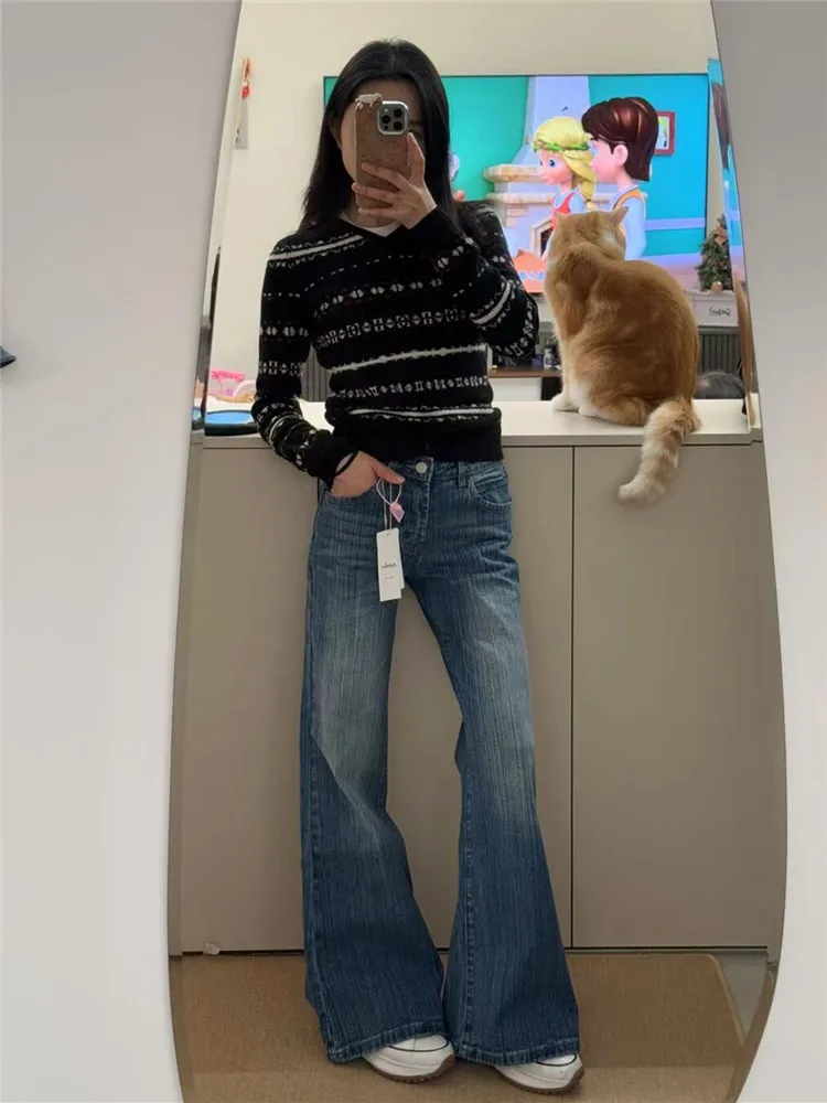 Retro Bamboo Node Heavy Work Low Waist Flared Jeans Women's Spring Loose Drapey Tall Extended Wide Leg Pants
Retro Bamboo Node Heavy Work Low Waist Flared Jeans Women's Spring Loose Drapey Tall Extended Wide Leg Pants