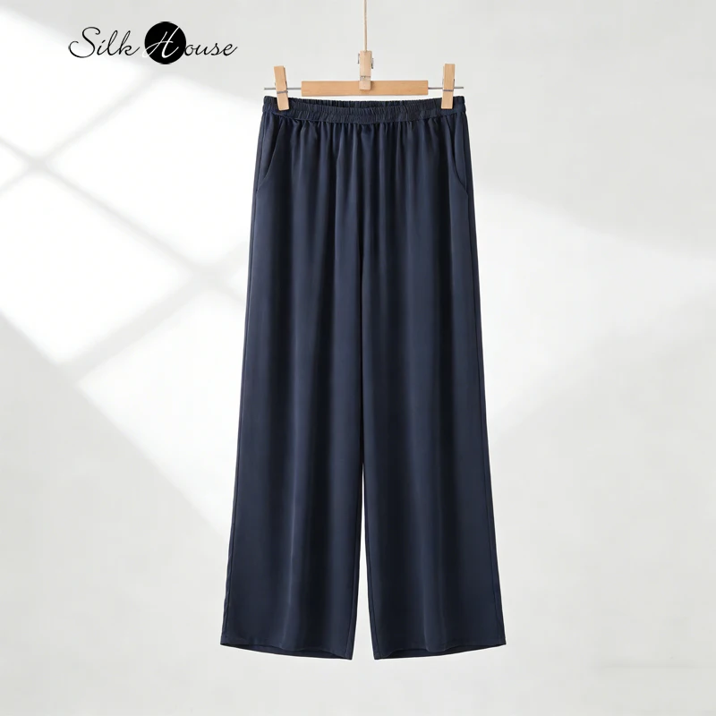 Женские брюки прямого кроя из 100% натурального шелка тутового шелкопряда, креп-де-шин, с эффектом песочной стирки, универсальные, темно-синие, коллекция Весна/Лето 2026
Женские брюки прямого кроя из 100% натурального шелка тутового шелкопряда, креп-де-шин, с эффектом песочной стирки, универсальные, темно-синие, коллекция Весна/Лето 2026