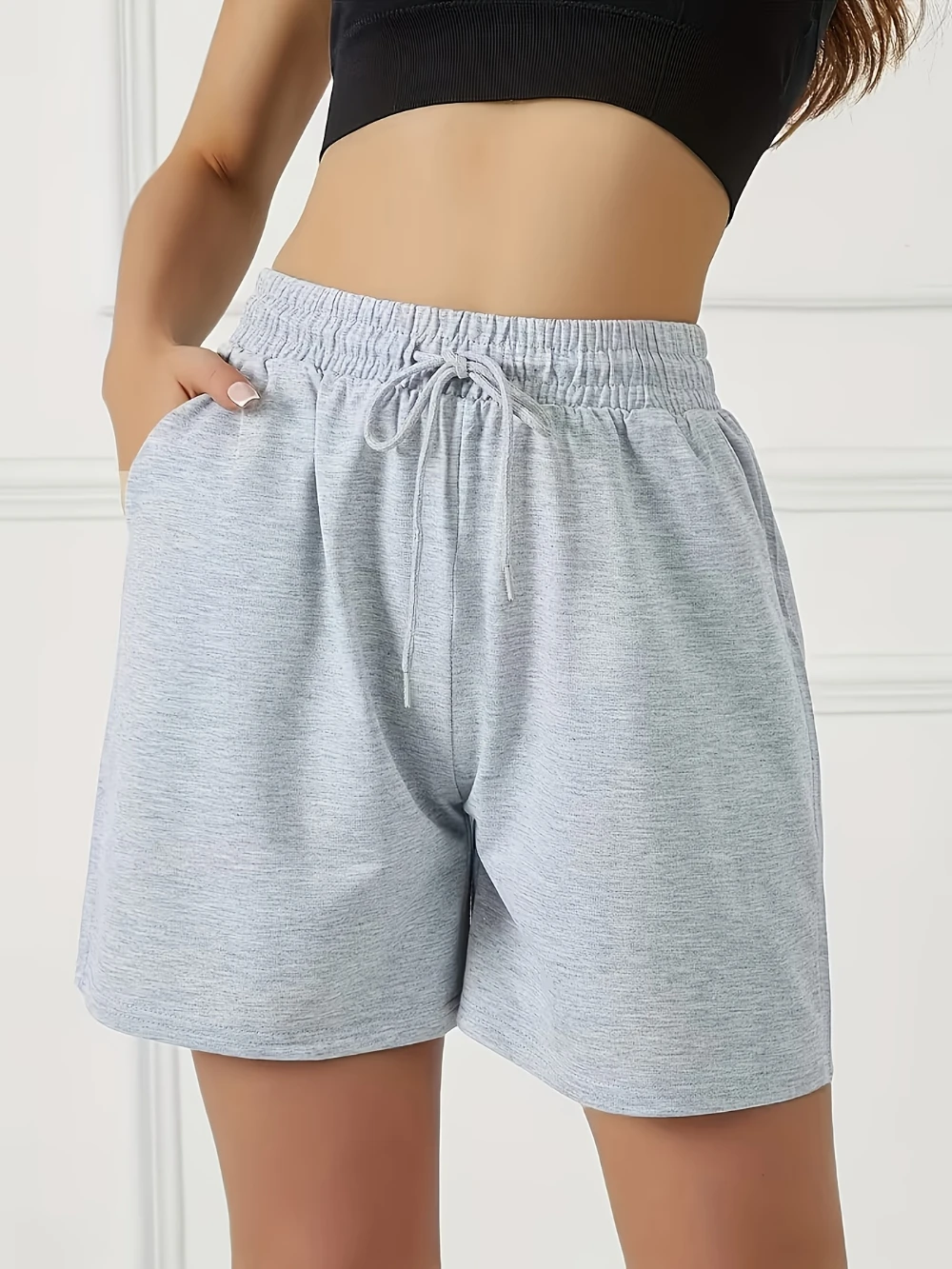 Women's High-Waisted Lightweight Athletic Shorts with Elastic Drawstring Pocket Breathable Stretch Fabric Solid Gray for Summer
Women's High-Waisted Lightweight Athletic Shorts with Elastic Drawstring Pocket Breathable Stretch Fabric Solid Gray for Summer