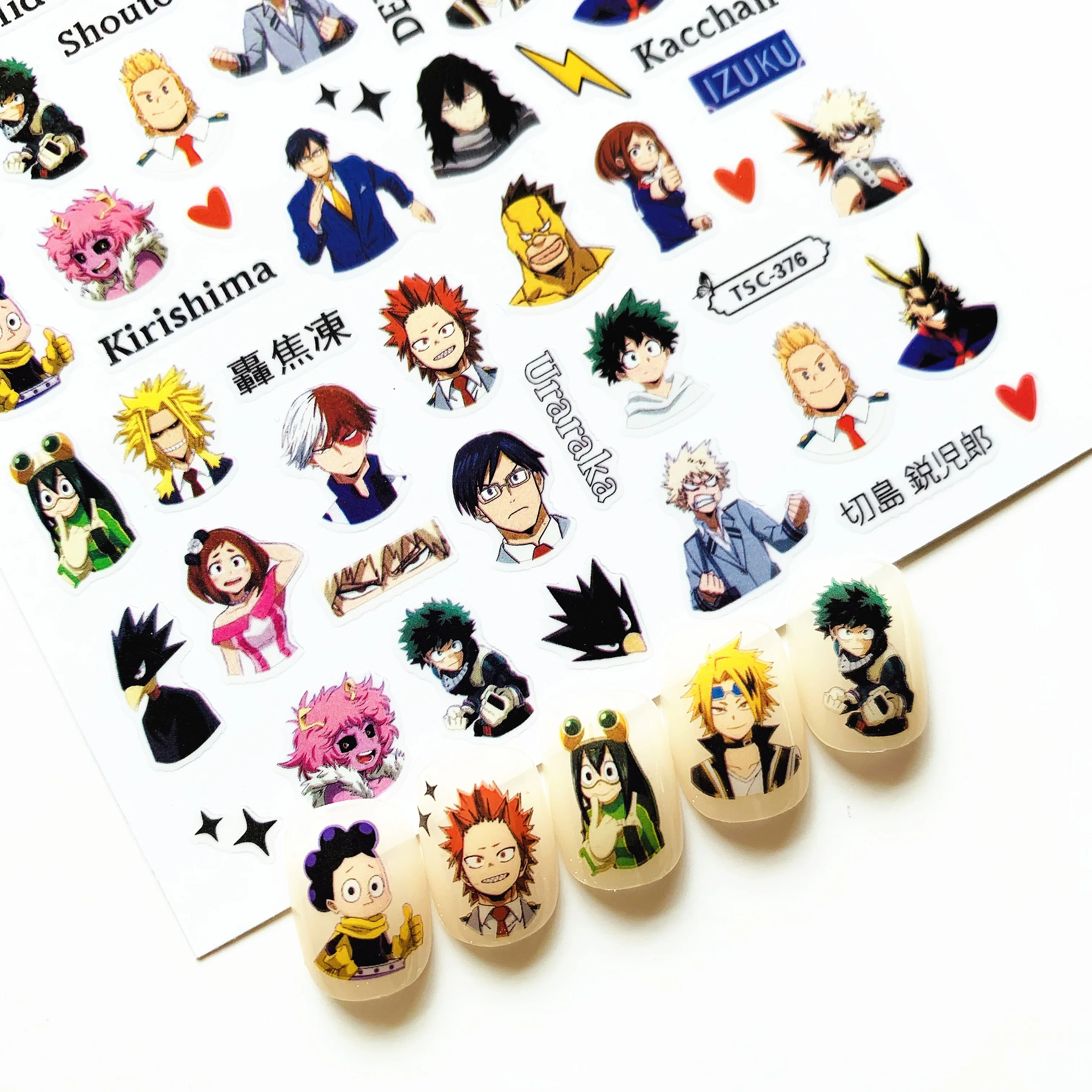 Newest TSC series TSC-376 My hero academia 3d nail art sticker nail decal stamping export japan designs rhinestones
Newest TSC series TSC-376 My hero academia 3d nail art sticker nail decal stamping export japan designs rhinestones