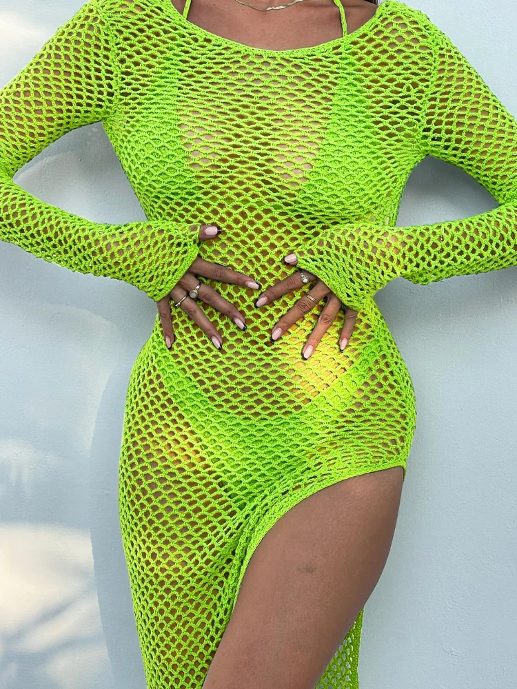 Green Knit Beach Dress Bikini Cover Up Women Sexy Backless Long Crochet Dress 2023 Summer Fashion High Slit Hollow Out Beachwear
Green Knit Beach Dress Bikini Cover Up Women Sexy Backless Long Crochet Dress 2023 Summer Fashion High Slit Hollow Out Beachwear
