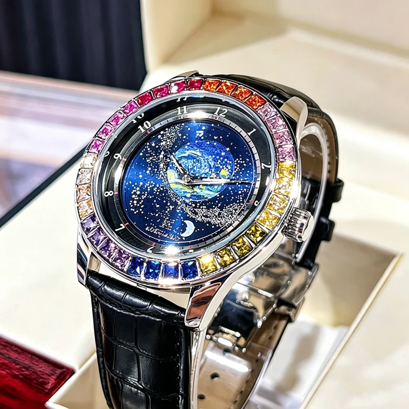 Top Luxury Brand Mens Mechanical Watch Multi Colored Diamond Bezel Automatic Watch Waterproof Business Wristwatch
Top Luxury Brand Mens Mechanical Watch Multi Colored Diamond Bezel Automatic Watch Waterproof Business Wristwatch