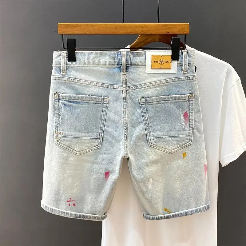 With Pockets Slim Bermuda Skinny Ripped Male Denim Shorts Men's Short Jeans Pants Half Long Popular Blue Original Thin Emo Cut
With Pockets Slim Bermuda Skinny Ripped Male Denim Shorts Men's Short Jeans Pants Half Long Popular Blue Original Thin Emo Cut