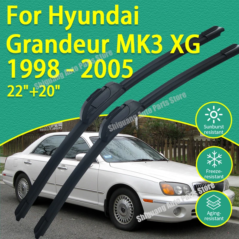 Передние силиконовые щетки стеклоочистителя для Hyundai Grandeur MK3 XG 1998-2005, аксессуары для лобового стекла, 2004
Передние силиконовые щетки стеклоочистителя для Hyundai Grandeur MK3 XG 1998-2005, аксессуары для лобового стекла, 2004