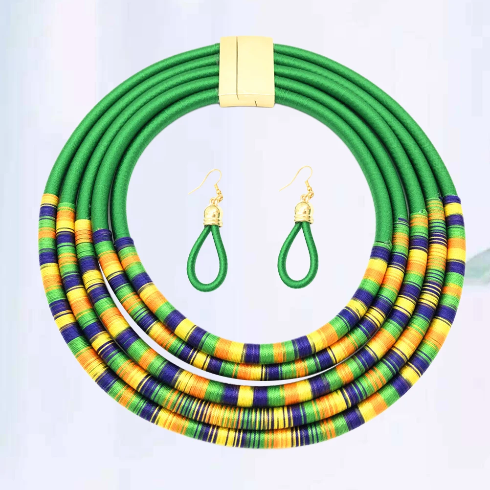 1 Multilayer Choker Necklace African Style Hand-Woven Magnetic Snap Pendant Necklace for Party Beach Daily Use Green 
1 Multilayer Choker Necklace African Style Hand-Woven Magnetic Snap Pendant Necklace for Party Beach Daily Use Green