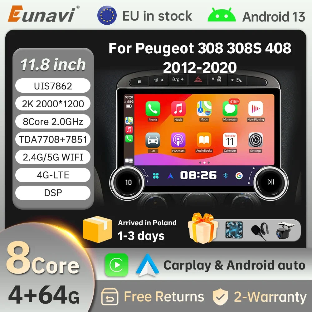 Android 14 Multimedia Car Radio For Peugeot 308 308S 408 2012-2020 Carplay 4G Wifi GPS RDS DVD Autoradio Stereo DSP
Android 14 Multimedia Car Radio For Peugeot 308 308S 408 2012-2020 Carplay 4G Wifi GPS RDS DVD Autoradio Stereo DSP