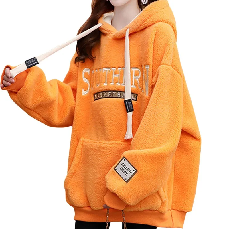 Thick Style Lazy Keep Warm Winter Lamb Wool Fashion Woman Sweatshirt Harajuku Embroidered Letter Hoodie Korean Female Pullover
Thick Style Lazy Keep Warm Winter Lamb Wool Fashion Woman Sweatshirt Harajuku Embroidered Letter Hoodie Korean Female Pullover