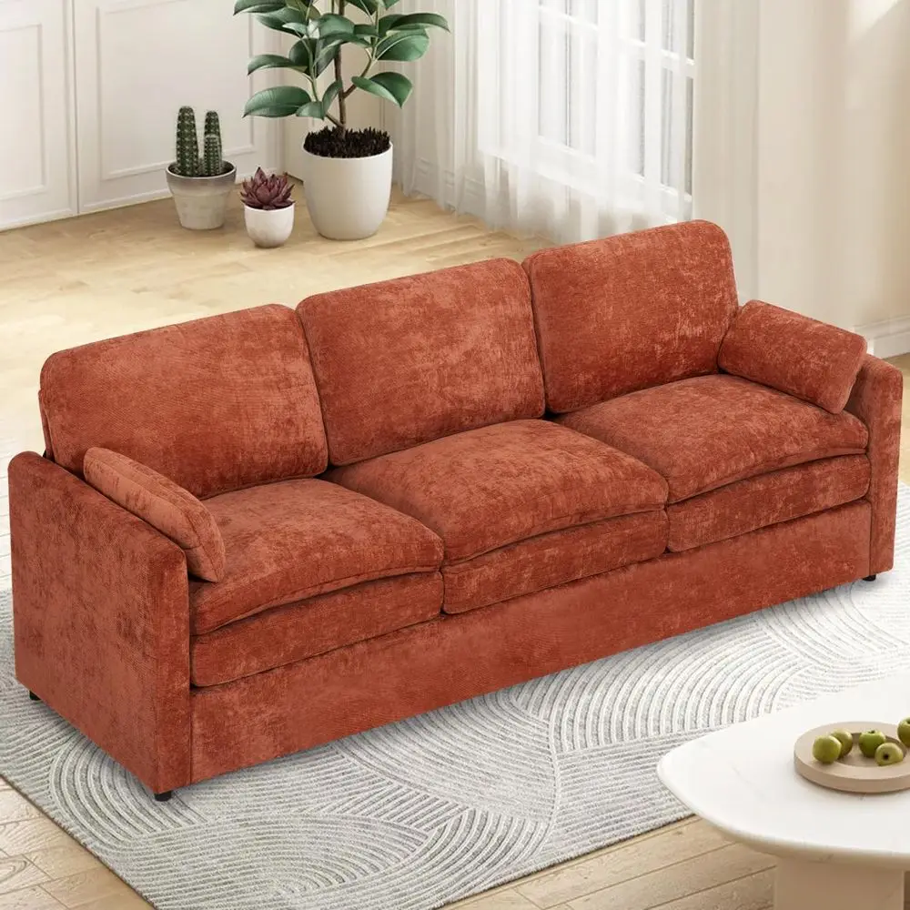 Chenille Sofa w Arm Pillows, Upholstered 3Seater Sofa w Comfortable Back Cushions, Modern 3 Seats Couch w HighDensity Foam for
Chenille Sofa w Arm Pillows, Upholstered 3Seater Sofa w Comfortable Back Cushions, Modern 3 Seats Couch w HighDensity Foam for
