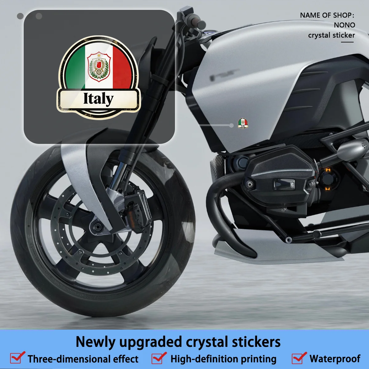 6Pcs/1 set ITAIY motorcycle decal, crystal decal, waterproof, scratch-proof, sun-proof, easy to paste, good decorative effect
6Pcs/1 set ITAIY motorcycle decal, crystal decal, waterproof, scratch-proof, sun-proof, easy to paste, good decorative effect