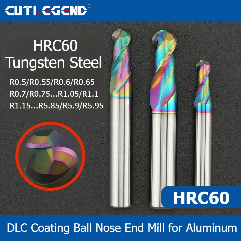 Ball Nose End Mill Colorful Coating Tungsten Carbide Ball Milling Cutter R0.5 R0.55 R0.6 R0.65 to R5.95 R6 for Aluminum Copper
Ball Nose End Mill Colorful Coating Tungsten Carbide Ball Milling Cutter R0.5 R0.55 R0.6 R0.65 to R5.95 R6 for Aluminum Copper