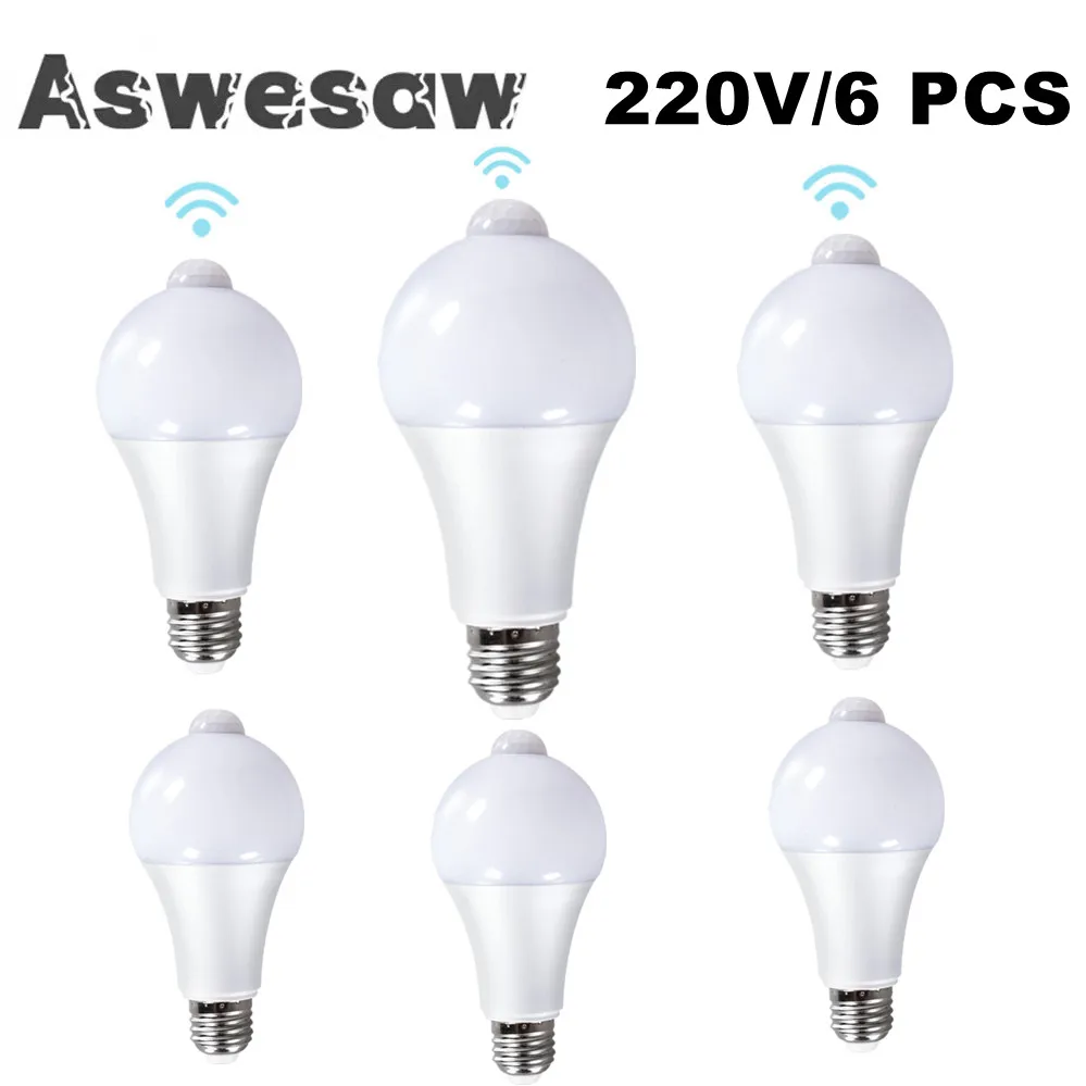 6pcs PIR Motion Sensor LED Bulb E27 220V LED Smart Bulb Automatically Turns Off And On Night Light Indoor And Outdoor Safety
6pcs PIR Motion Sensor LED Bulb E27 220V LED Smart Bulb Automatically Turns Off And On Night Light Indoor And Outdoor Safety