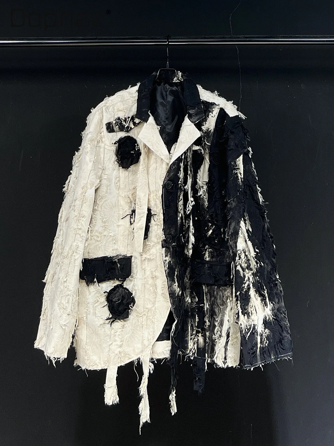 Original Design Street Personality Patchwork Color Blazer High-end Elegant Handsome Men Clothing Distressed Tassel Loose Blazer 
Original Design Street Personality Patchwork Color Blazer High-end Elegant Handsome Men Clothing Distressed Tassel Loose Blazer