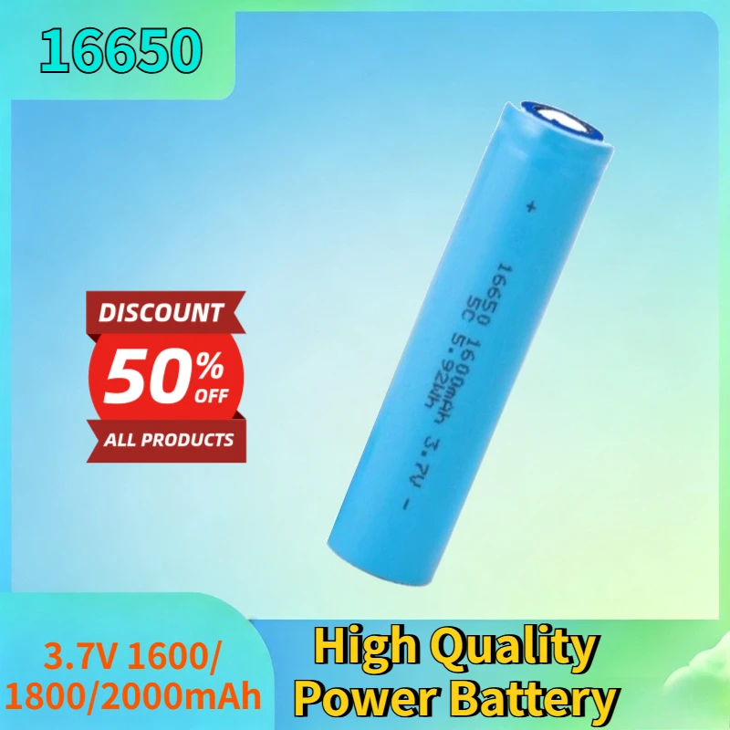 New 16650 3.7V 1600/1800/2000mAh Lithium-ion Rechargeable Battery for LED Flashlight Digital Devices High Quality Power Battery
New 16650 3.7V 1600/1800/2000mAh Lithium-ion Rechargeable Battery for LED Flashlight Digital Devices High Quality Power Battery