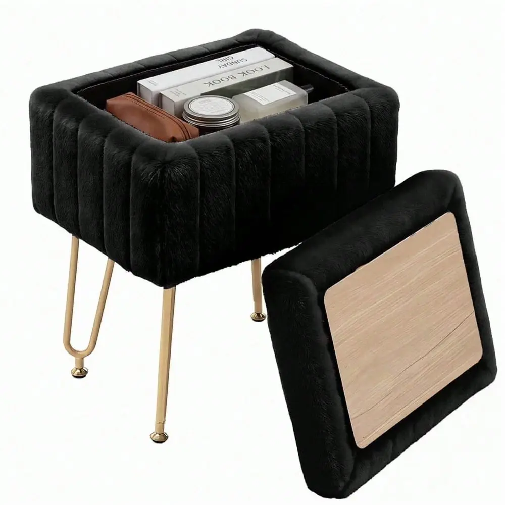 Ottoman With Table Top, Comfortable Footrest With Storage, Vanity Stool Suitable For Living Room,Bedroom, Black
Ottoman With Table Top, Comfortable Footrest With Storage, Vanity Stool Suitable For Living Room,Bedroom, Black