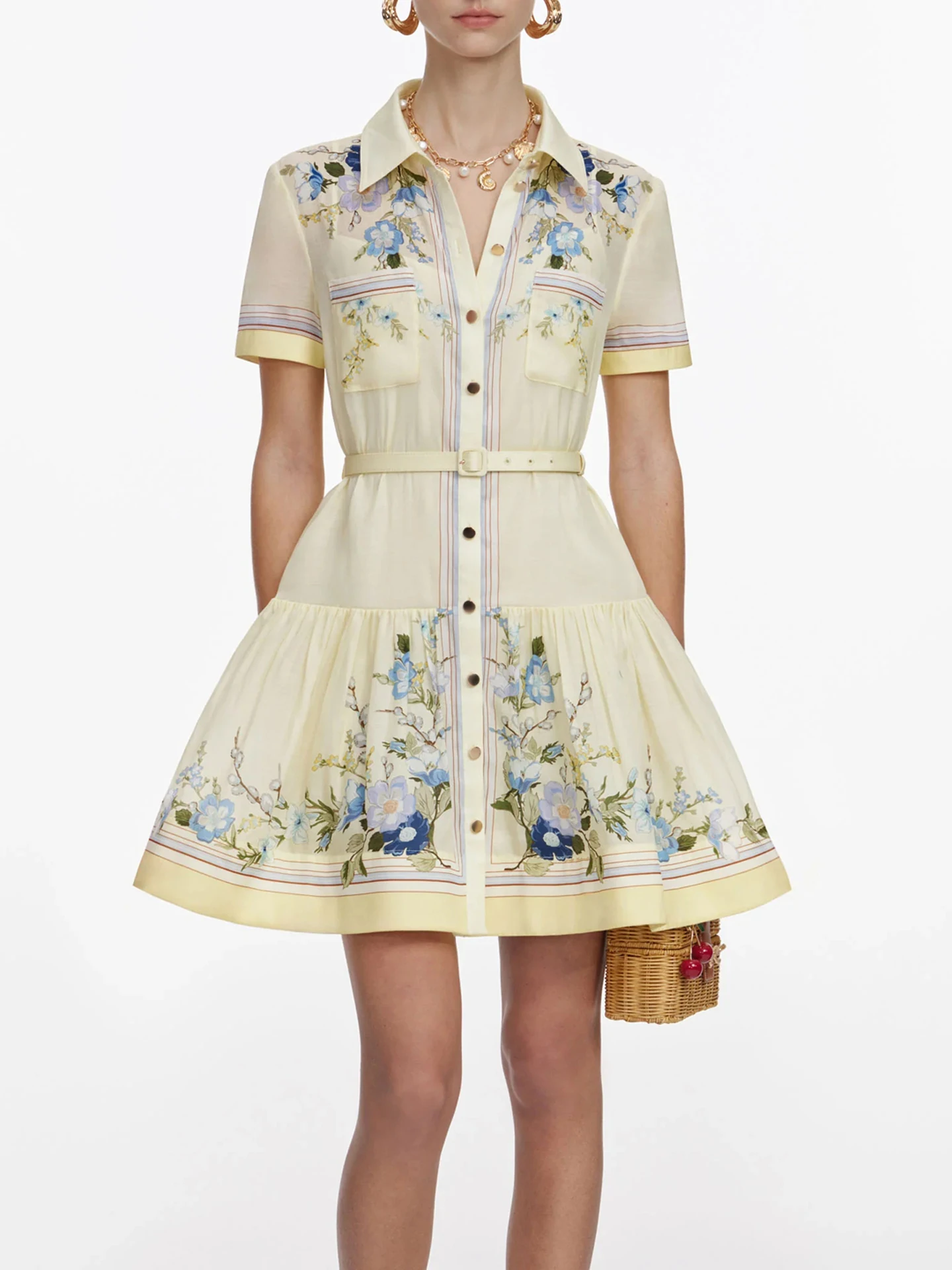 Floral Print Shirt Dress Turn-down Collar A-Line Silhouette Medium Stretch Comfortable Fit Spring Summer Women's Fashion Dress
Floral Print Shirt Dress Turn-down Collar A-Line Silhouette Medium Stretch Comfortable Fit Spring Summer Women's Fashion Dress