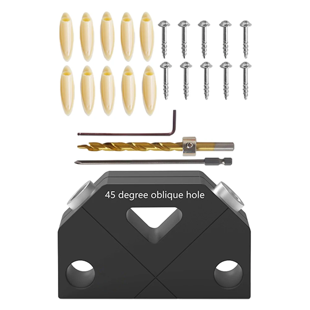 1set Dowel Jig Aluminum Alloy 45 Degree Pocket Hole Jig Kit For Woodworking Oblique Hole Locator Drill Guide
1set Dowel Jig Aluminum Alloy 45 Degree Pocket Hole Jig Kit For Woodworking Oblique Hole Locator Drill Guide