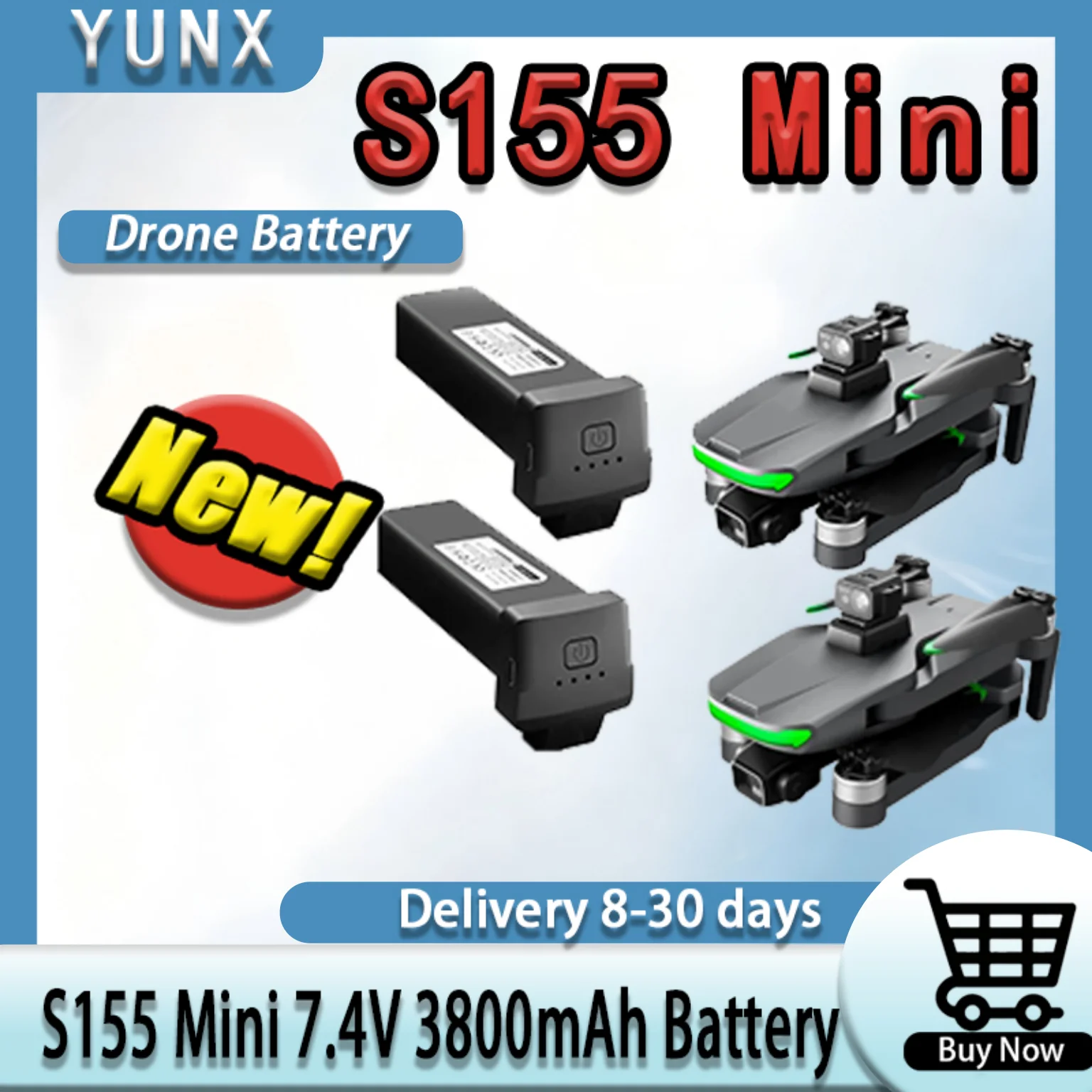 Аккумулятор для дрона S155 7.4V 3800mAh, для мини-дрона S155, запасная оригинальная батарея для радиоуправляемого квадрокоптера, аксессуары и запчасти
Аккумулятор для дрона S155 7.4V 3800mAh, для мини-дрона S155, запасная оригинальная батарея для радиоуправляемого квадрокоптера, аксессуары и запчасти