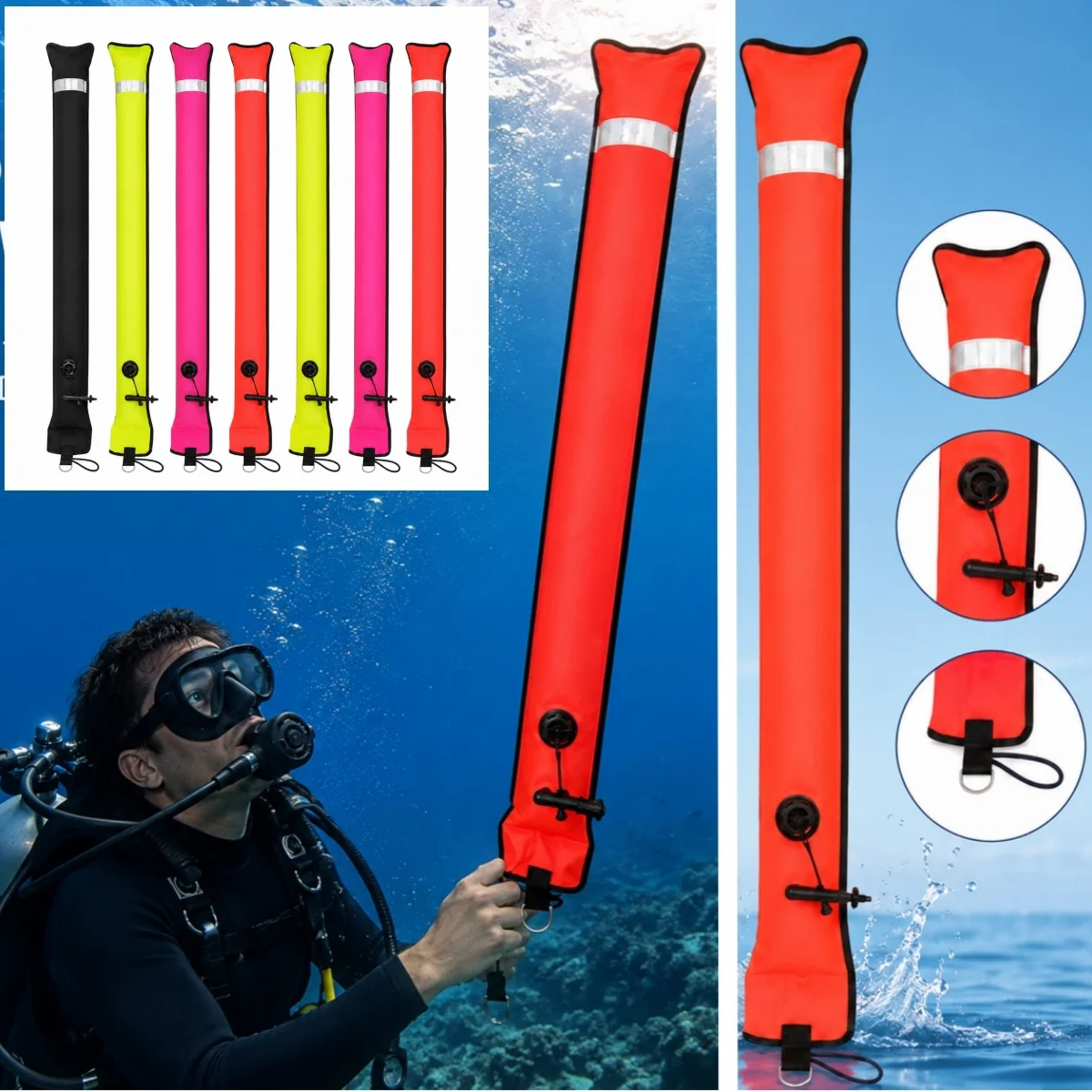1Pcs 1M Professional DIVING SMB Buoy Colorful Visibility Safety Inflatable Scuba Diving SMB Surface Signal Marker Buoy Accessory
1Pcs 1M Professional DIVING SMB Buoy Colorful Visibility Safety Inflatable Scuba Diving SMB Surface Signal Marker Buoy Accessory