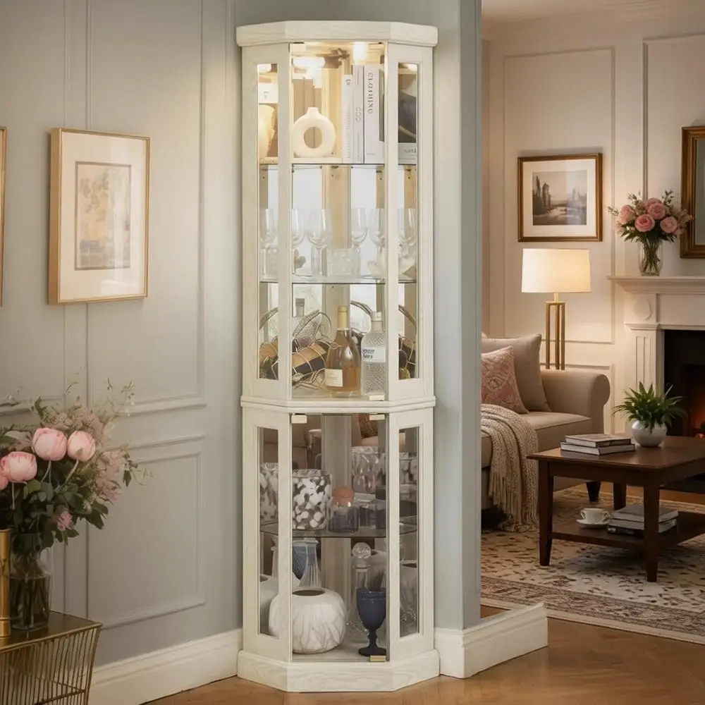 Lighted Glass Display Cabinet, 70 Tall with Tempered Glass Door, Adjustable Shelves, Included Bulb, Ideal for Wine Bar or Living
Lighted Glass Display Cabinet, 70 Tall with Tempered Glass Door, Adjustable Shelves, Included Bulb, Ideal for Wine Bar or Living