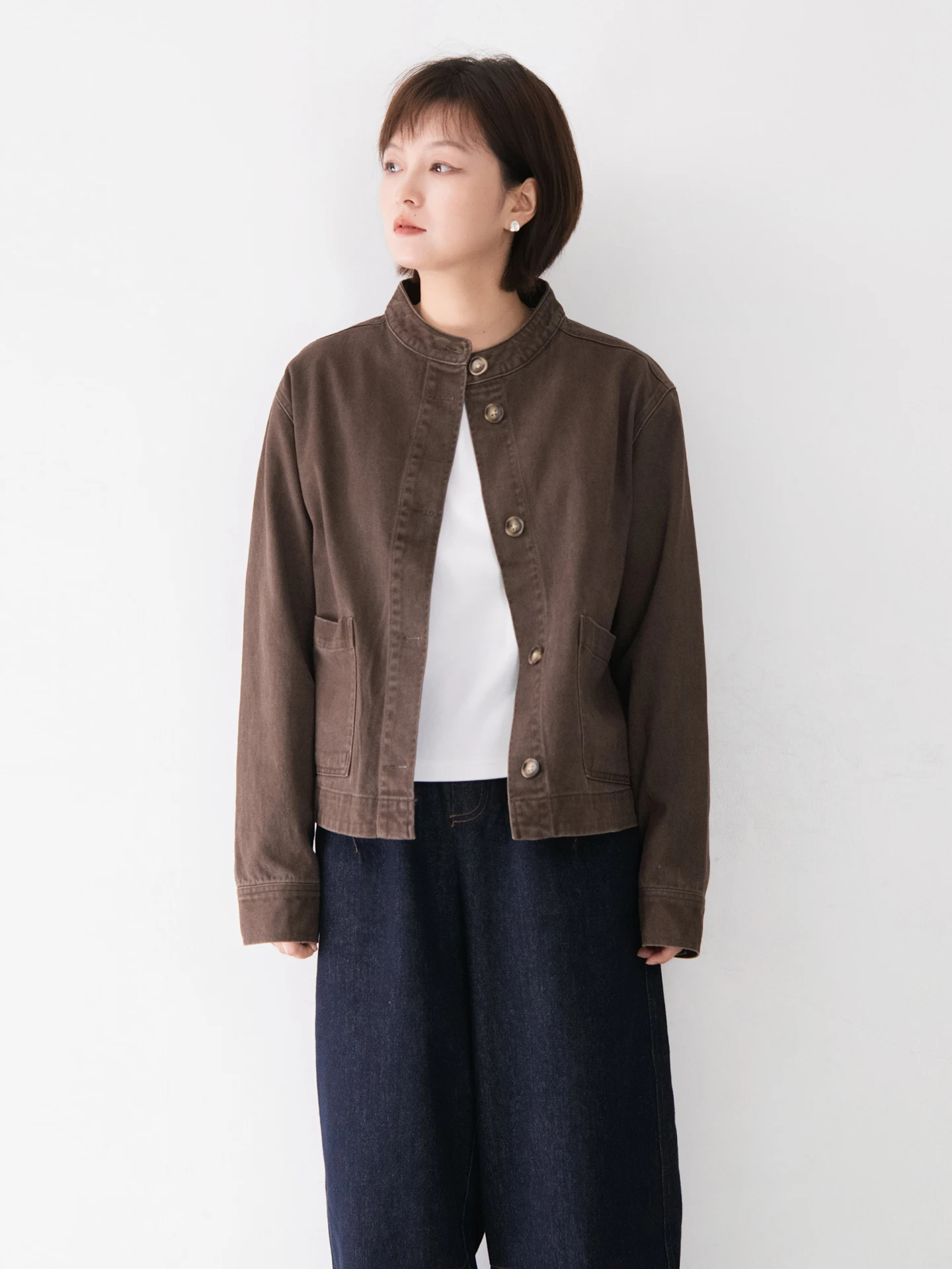 Pure Cotton Distred Wa Stand Collar Neutral Sle Long Sve Jaet Women's Gingham Cardigan Simple Top Youth ort Coat
Pure Cotton Distred Wa Stand Collar Neutral Sle Long Sve Jaet Women's Gingham Cardigan Simple Top Youth ort Coat