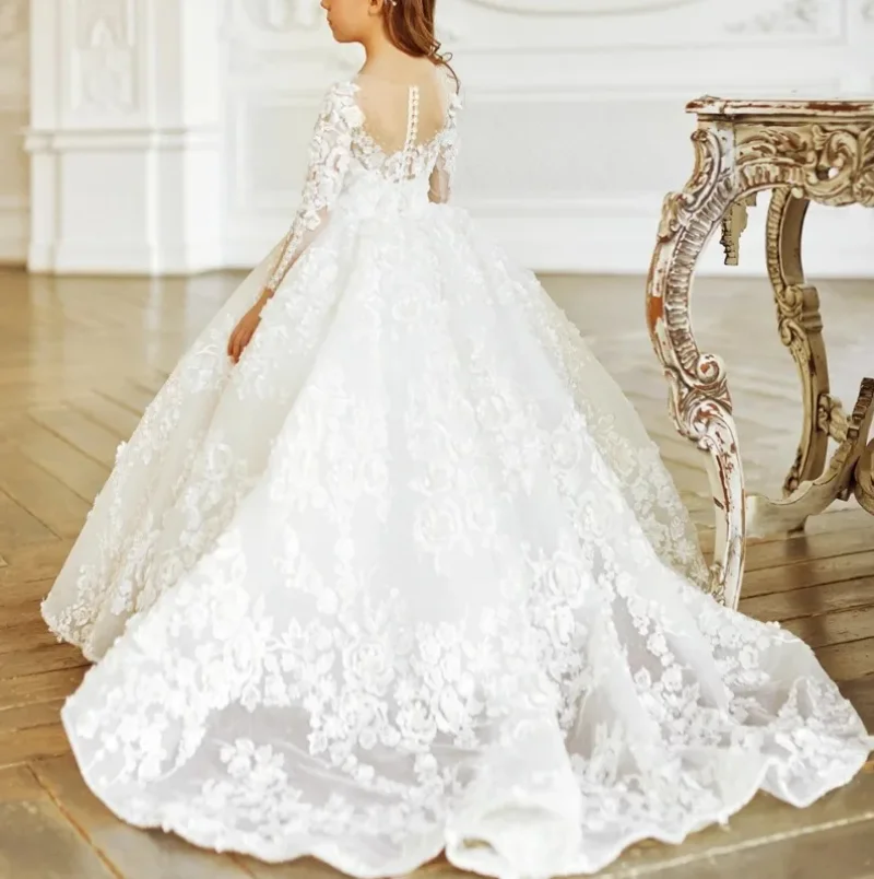 Long Sleeves Flower Girl Dresses Lace Floral Applique Ivory White Girl Birthday Party Wedding First Communion Holiday Dress
Long Sleeves Flower Girl Dresses Lace Floral Applique Ivory White Girl Birthday Party Wedding First Communion Holiday Dress