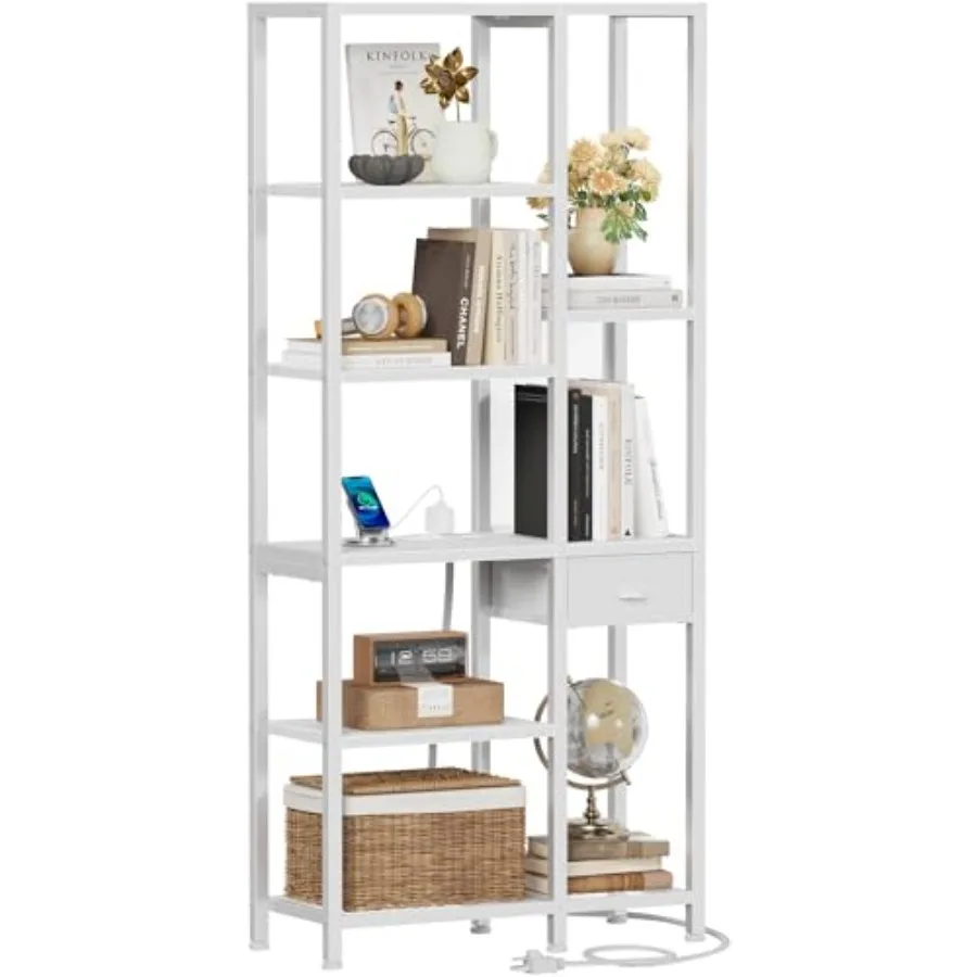 6 Tier Bookshelf with USB Ports and Power Outlet Book Shelf with Charging Station Bookcase with Drawer Storage Shelves for Bedr
6 Tier Bookshelf with USB Ports and Power Outlet Book Shelf with Charging Station Bookcase with Drawer Storage Shelves for Bedr