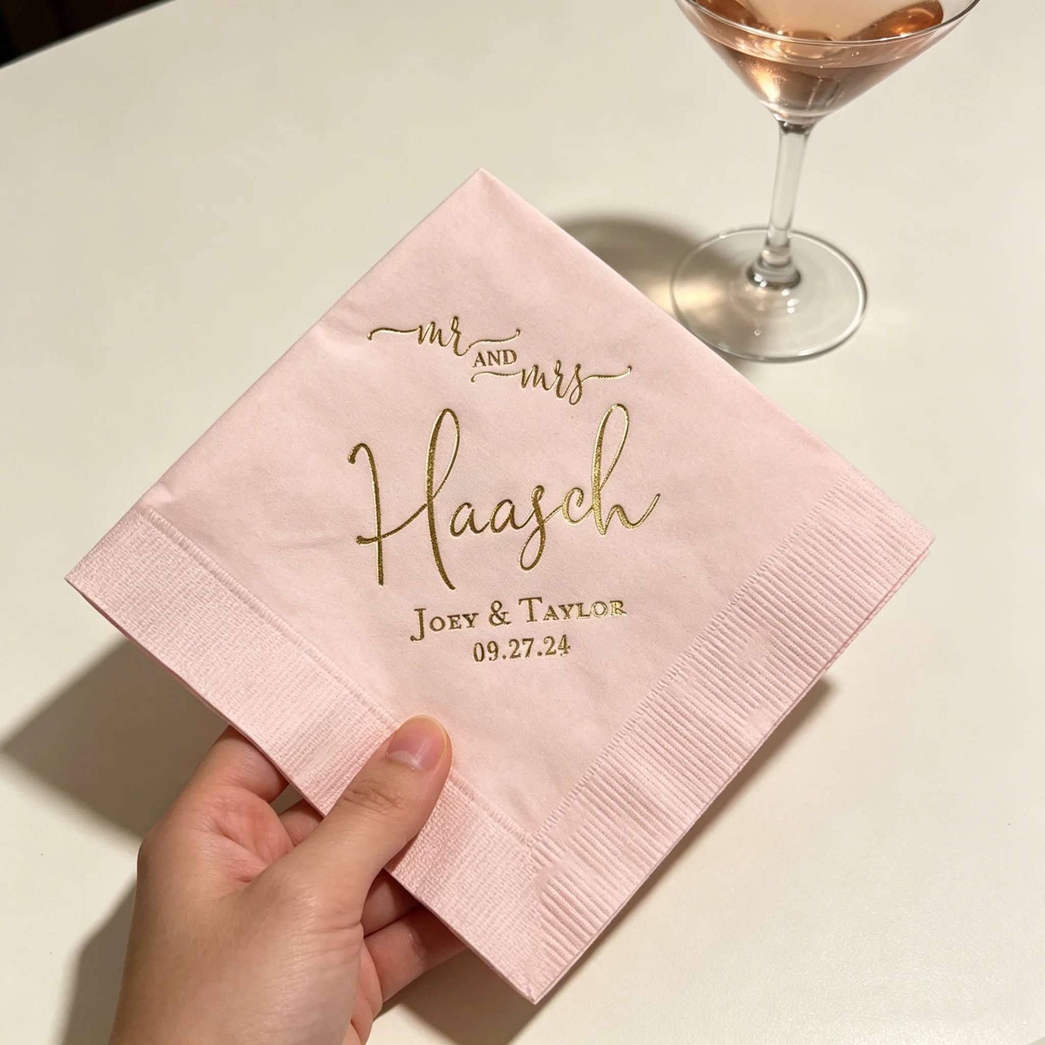 50pcs Custom Wedding Napkins, "Mr and Mrs" Printed Disposable Cocktail Napkins with Personalized Names & Date, Multi-Colors Avai
50pcs Custom Wedding Napkins, "Mr and Mrs" Printed Disposable Cocktail Napkins with Personalized Names & Date, Multi-Colors Avai