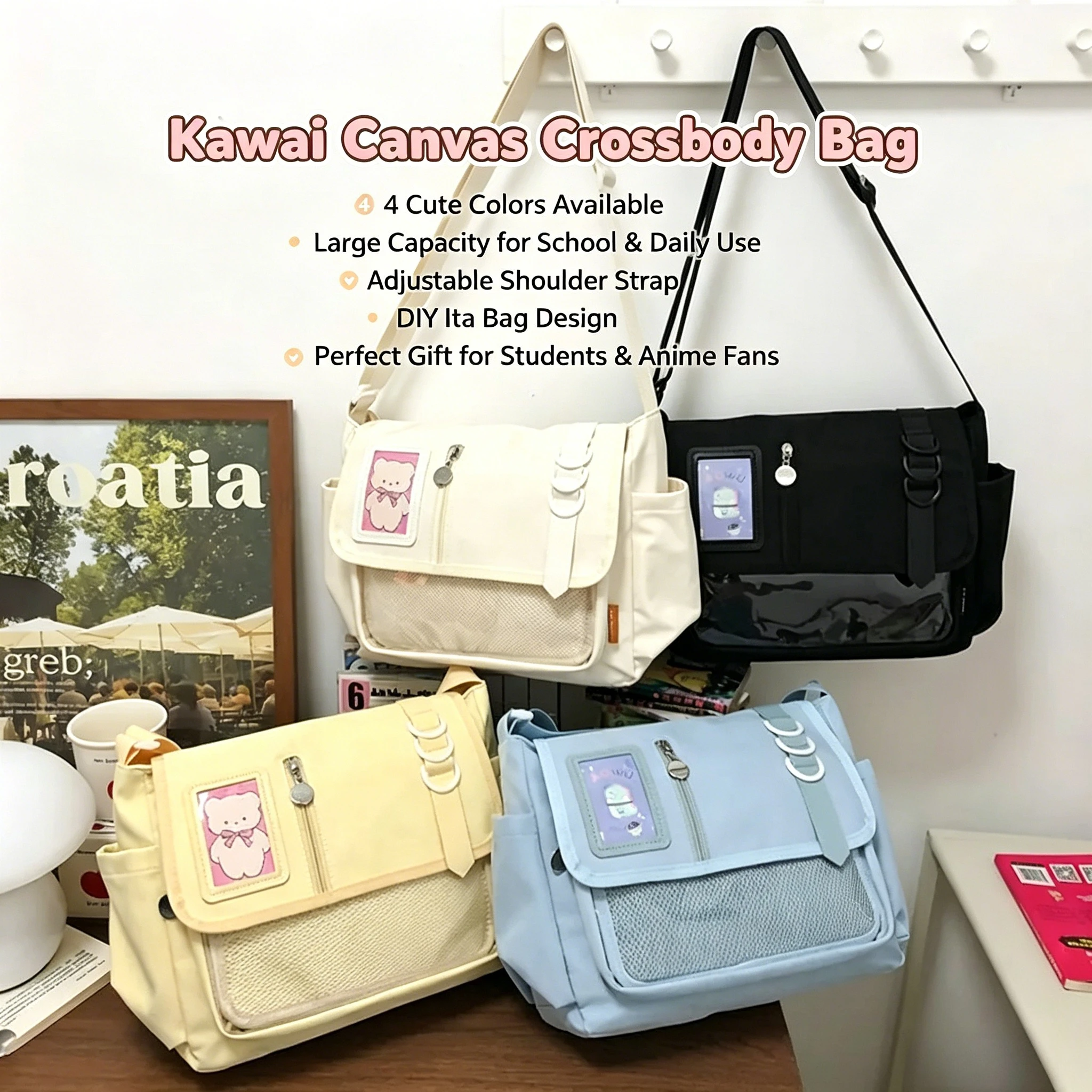 2026 Kawaii Bear Ita Bag Cream White Japanese & Korean JK Messenger Bag Cute Ins Style Anime Shoulder Crossbody Bag for Girls
2026 Kawaii Bear Ita Bag Cream White Japanese & Korean JK Messenger Bag Cute Ins Style Anime Shoulder Crossbody Bag for Girls