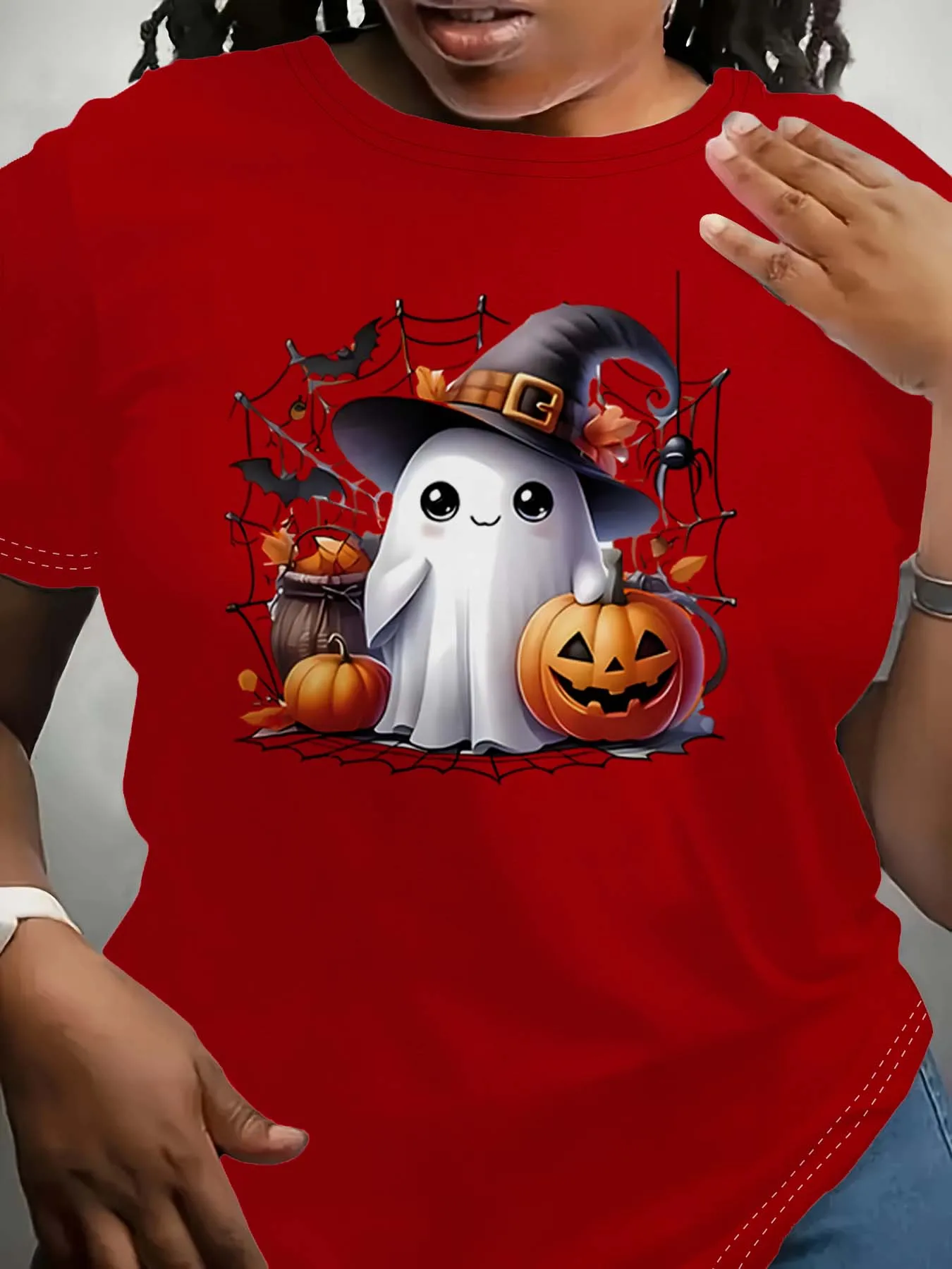 Плюс размер Хэллоуин милый призрак и тыква тематический изящный стильный наряд
Плюс размер Хэллоуин милый призрак и тыква тематический изящный стильный наряд