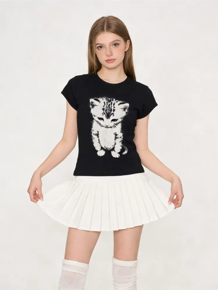 Women Y2K Vintage Sad Cat Graphic Print Slim Fit T Shirt Women Fashion Sexy Bodycon Crop Tops Cool Girls Casual Short Sleeve Tee
Women Y2K Vintage Sad Cat Graphic Print Slim Fit T Shirt Women Fashion Sexy Bodycon Crop Tops Cool Girls Casual Short Sleeve Tee