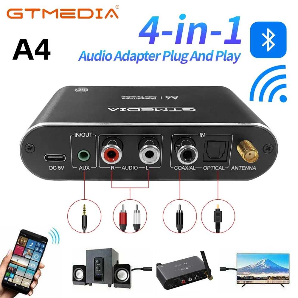 GTMEDIA Audio Receiver Bluetooth 5.1 DAC Coaxial Digital Analog Converter 3.5mm AUX RCA Mic U Disk Jack Stereo Wireless Adapter
GTMEDIA Audio Receiver Bluetooth 5.1 DAC Coaxial Digital Analog Converter 3.5mm AUX RCA Mic U Disk Jack Stereo Wireless Adapter