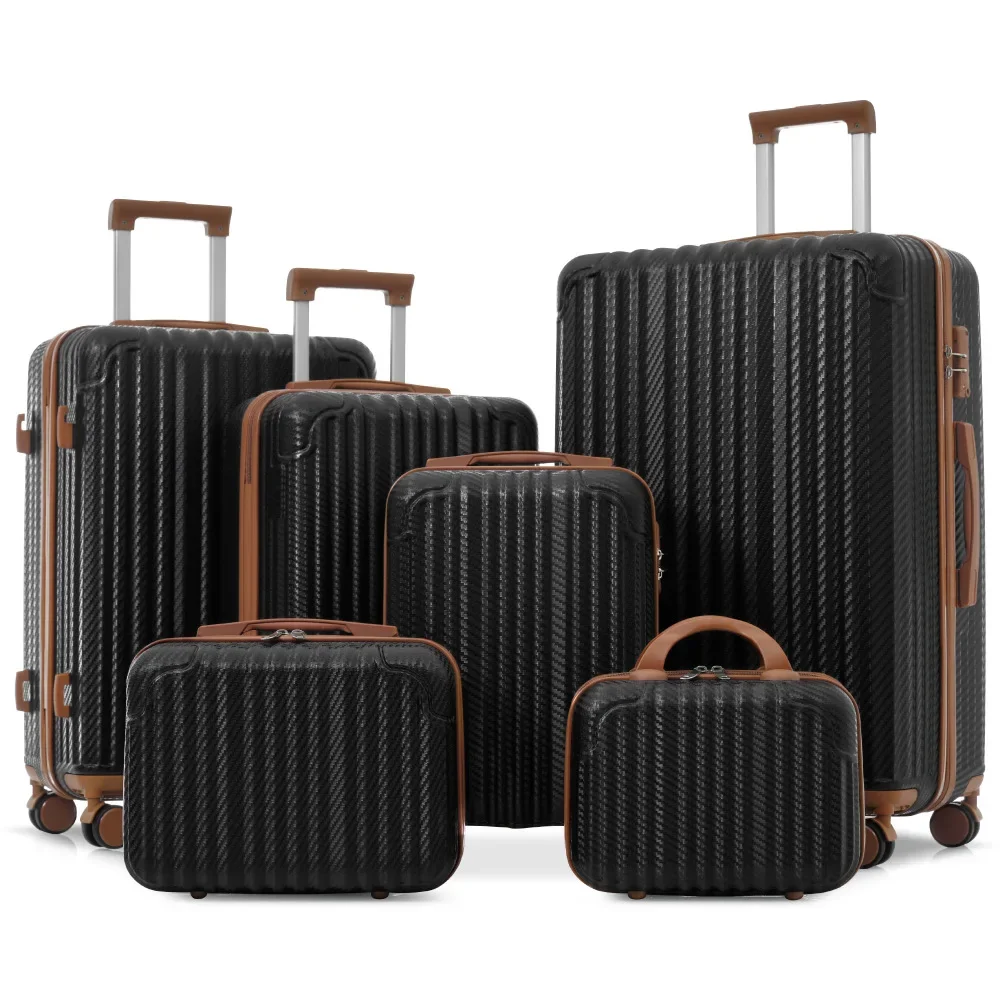 6-Piece Luggage Set, Durable Hardshell Suitcase with Spinner Wheels, TSA Lock, Side Hooks, Lightweight Carry-On Checked Luggage
6-Piece Luggage Set, Durable Hardshell Suitcase with Spinner Wheels, TSA Lock, Side Hooks, Lightweight Carry-On Checked Luggage
