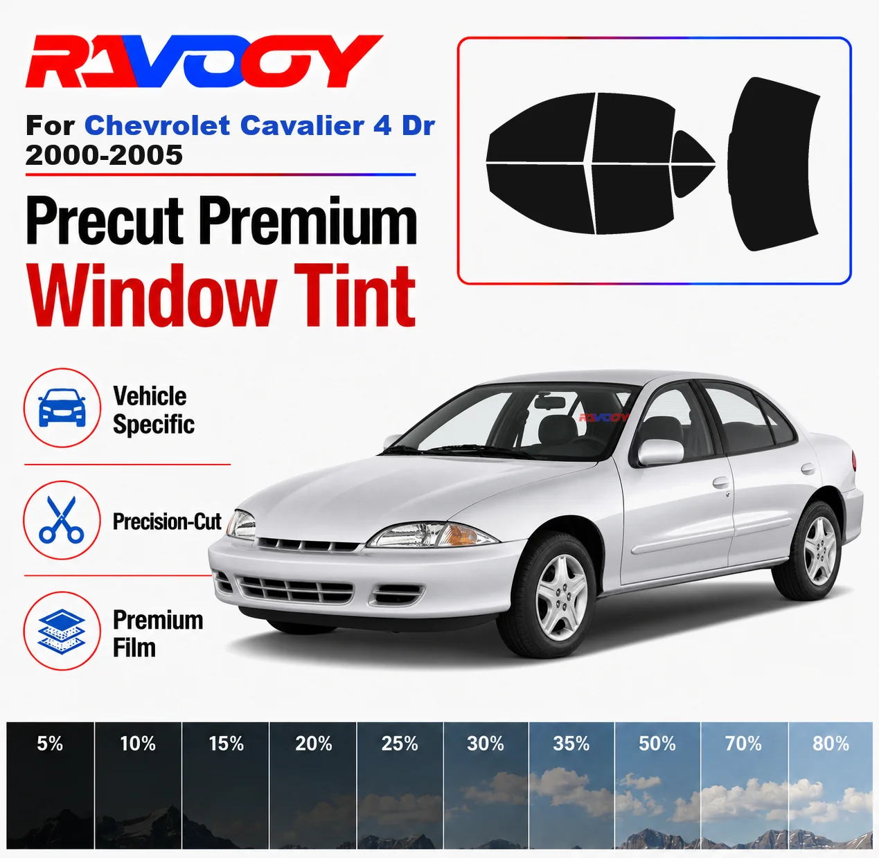 Premium Precut Window Tint Kit Front Windows Rear Windows Rear Windshield For Chevrolet Cavalier 4Dr 2000-2005 Nano Ceramic Film
Premium Precut Window Tint Kit Front Windows Rear Windows Rear Windshield For Chevrolet Cavalier 4Dr 2000-2005 Nano Ceramic Film