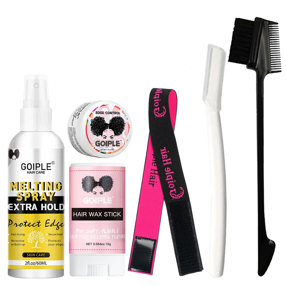 Lace Melting Spray,Wig Smoothing Styling Wax Stick,Edge Control Gel for Synthetic Hair, Adjustable Band,Eyebrow Razor,Hair Brush
Lace Melting Spray,Wig Smoothing Styling Wax Stick,Edge Control Gel for Synthetic Hair, Adjustable Band,Eyebrow Razor,Hair Brush