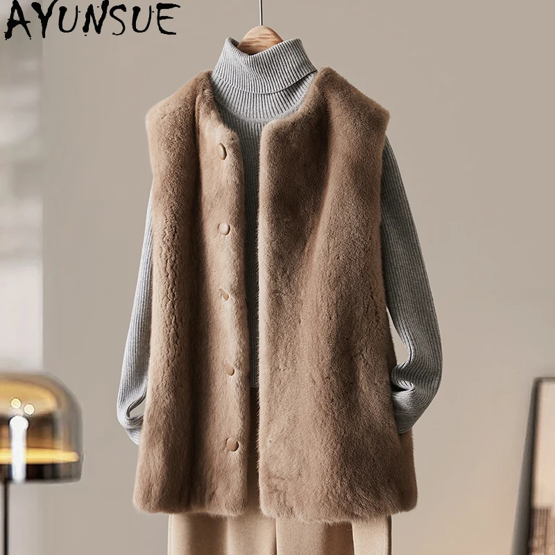 AYUNSUE 2025 Winter Natural Mink Fur Women's Vest Elegant Sleeveless Real Fur Jackets for Woman Clothing Whole Mink Шуба Женская
AYUNSUE 2025 Winter Natural Mink Fur Women's Vest Elegant Sleeveless Real Fur Jackets for Woman Clothing Whole Mink Шуба Женская
