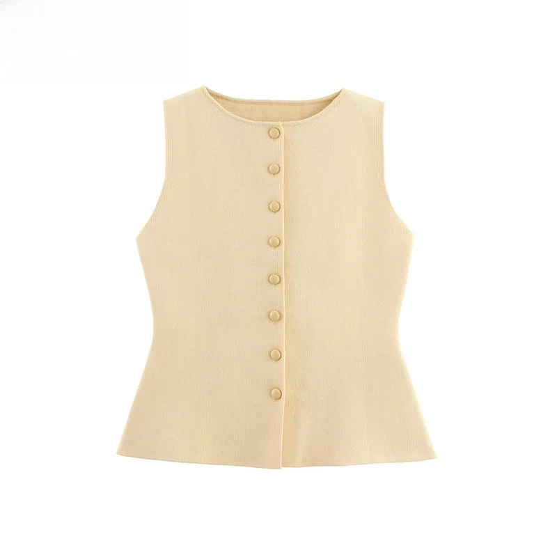 ZBZR Faionable Knitted Vest Spring New Women's round Ne Svel Button up Top Skin-friendly Breathable Polyester
ZBZR Faionable Knitted Vest Spring New Women's round Ne Svel Button up Top Skin-friendly Breathable Polyester