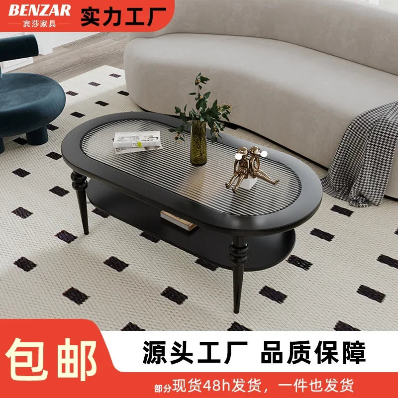 French retro coffee table household oval modern simple medieval Changhong glass advanced sense modern light luxury tea table
French retro coffee table household oval modern simple medieval Changhong glass advanced sense modern light luxury tea table